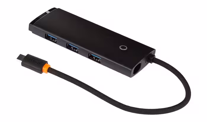 هاب 5 پورت باسئوس Type-c به HDMI USB3.0*3 PD مدل WKQX040001Baseus WKQX040001 Type-C to HDMI USB3.0*3 PD HUB