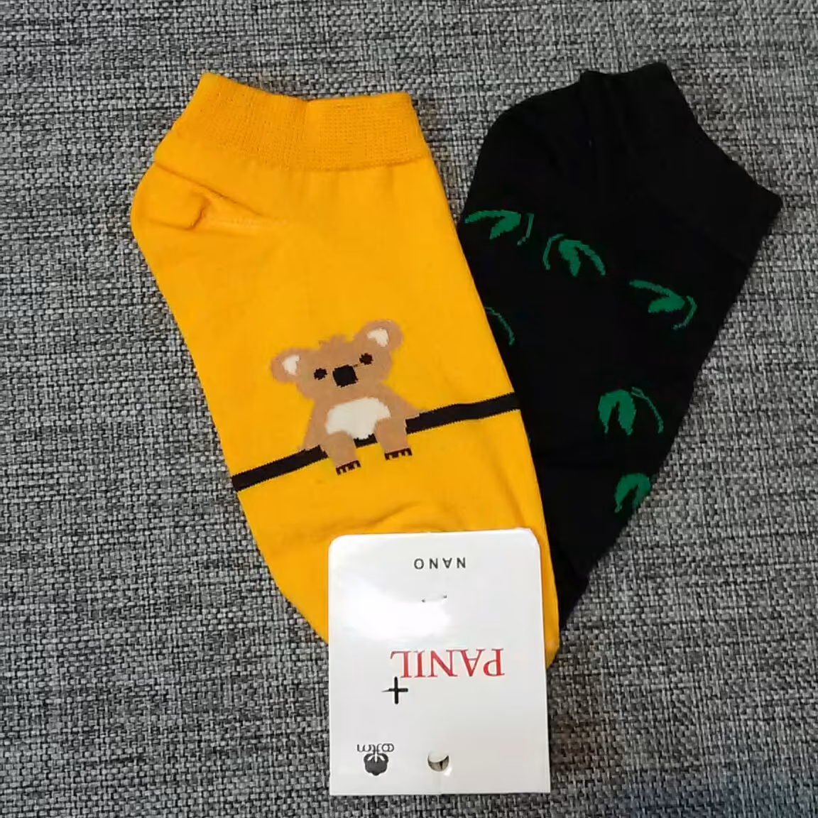 جوراب نخی مچ پایی بادوام و زیبا فری سایز برند پانیل طرح پاندا و بامبو