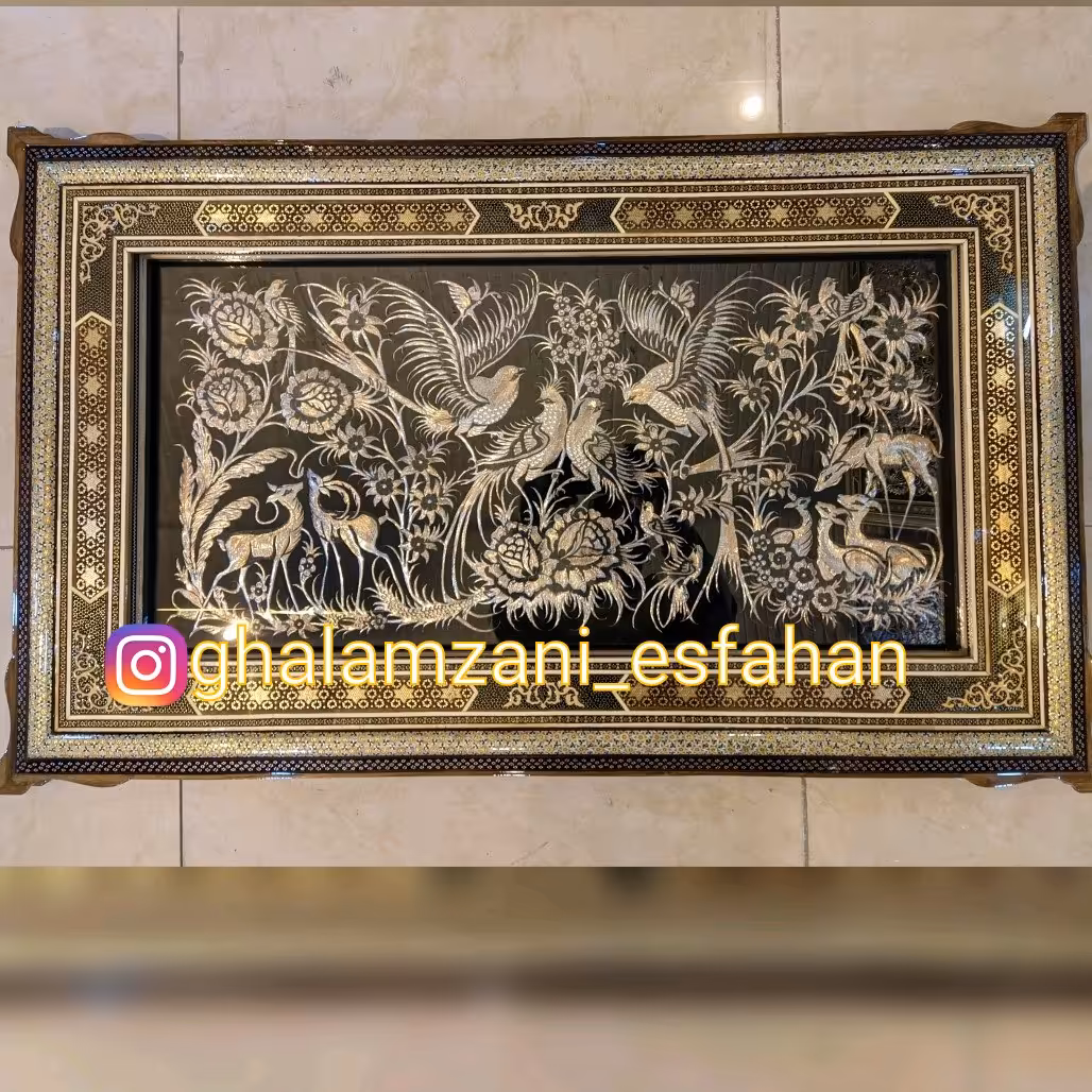 تابلو قلمزنی ابعاد 100 در 60 تمام خاتم