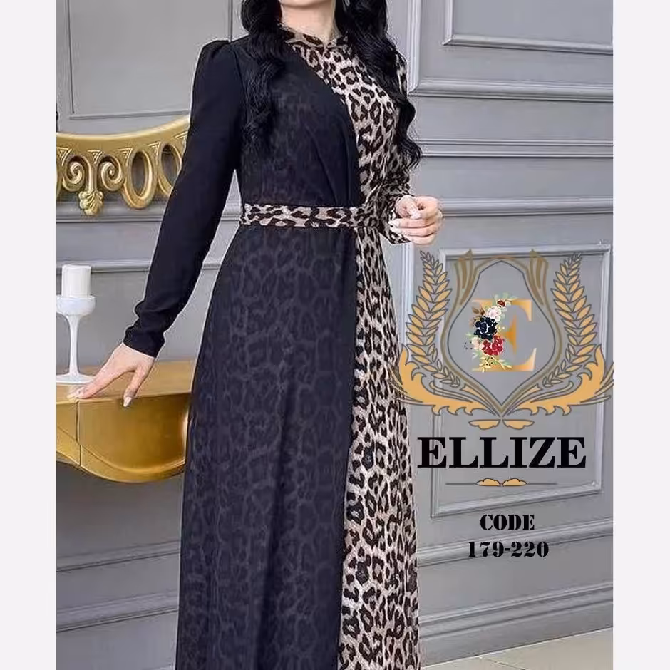 پیراهن ماکسی ترنج لمه ترنج پلنگی با  ارسال رایگان و حریر کش ترنج 