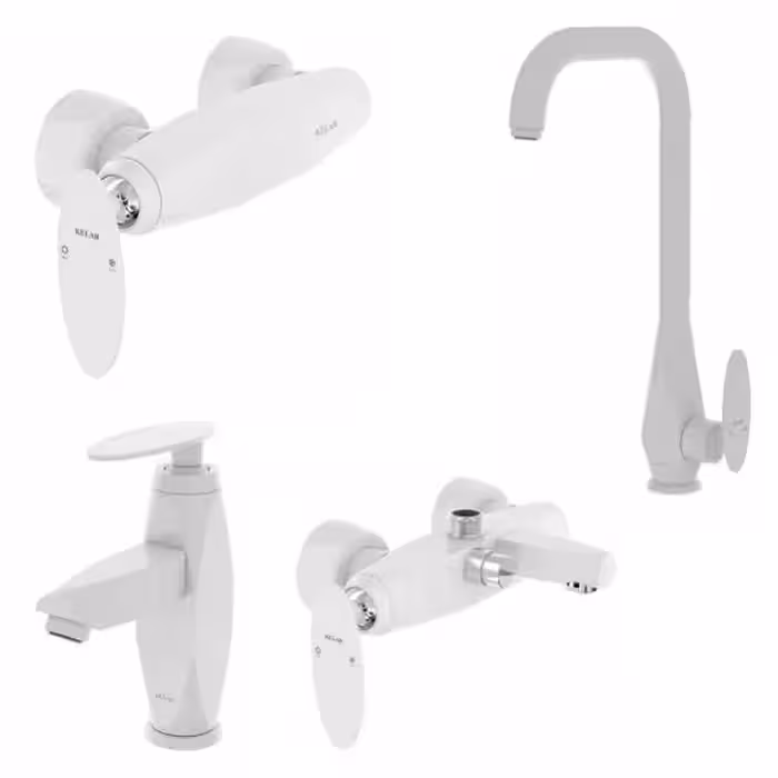 ست 4 تکه شیرآلات کلار مدل برلیان سفید