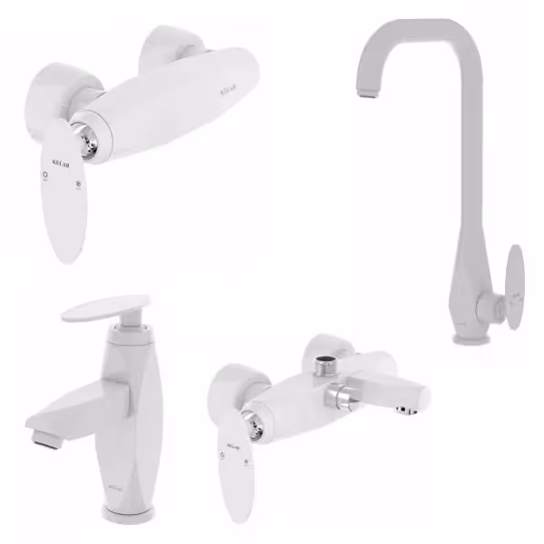 ست 4 تکه شیرآلات کلار مدل برلیان سفید