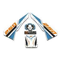 محافظ باک و برچسب نارنجی KTM ADVENTURE 250 2020 2024 سفید TANK PAD SET SETLINE GRAPHICS Redline Grafik