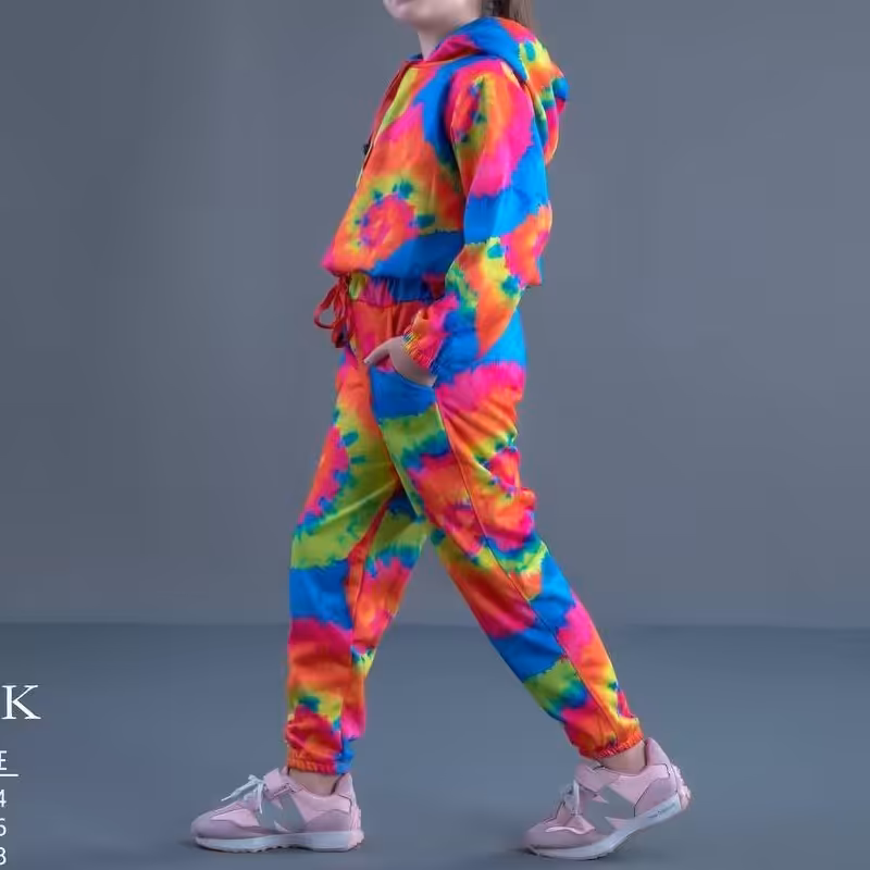 ست کراپ هودی و شلوار دخترانه شیک و خوشگل مناسب حدود سنی 3 تا 10 سال جنس دورس اسپان خارخورده درجه یک 