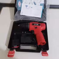 پیچگوشتی شارژی دریل شارژی تک باتری 12 ولت برند pm به همراه کیف حمل و شارژ کننده باتری آن قسمت توضیحات محصول از دست ندین