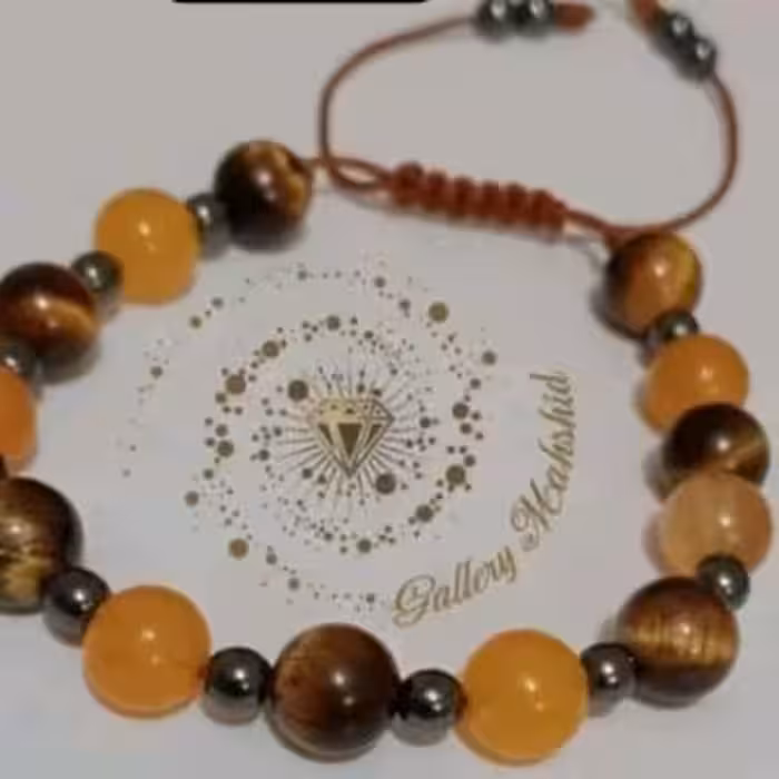 سنگ طبیعی ،دستبند ترکیبی جید و چشم ببر