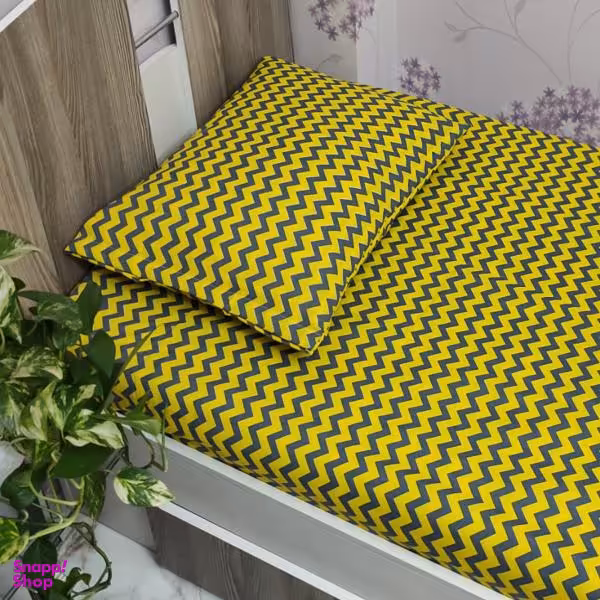 سرویس ملحفه ژوان خواب مدل زیگزاگی یک نفره 2 تکه