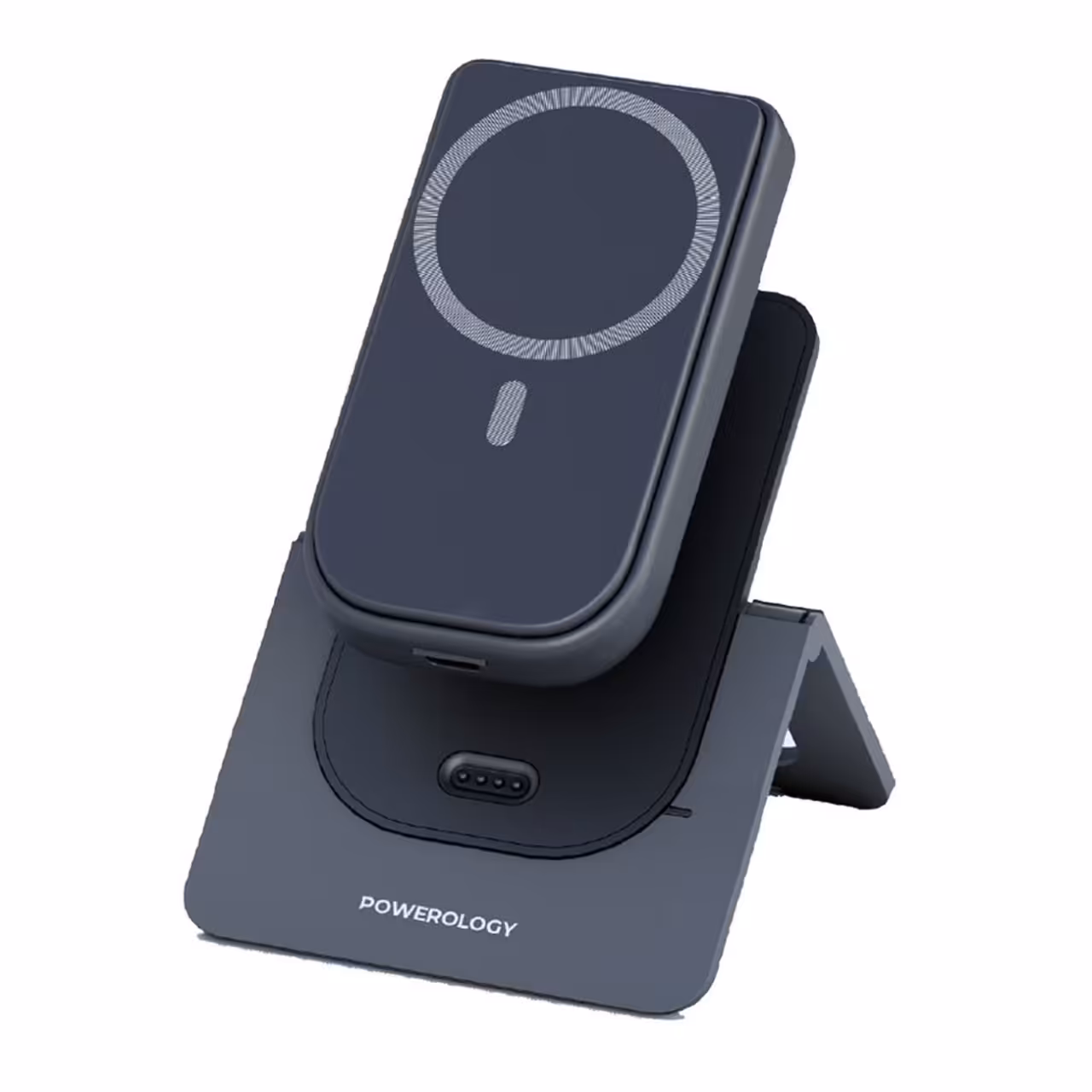پاوربانک مگنتی 15 وات 10000 و هولدر رومیزی موبایل پاورولوژی مدل PPBCHA21GY