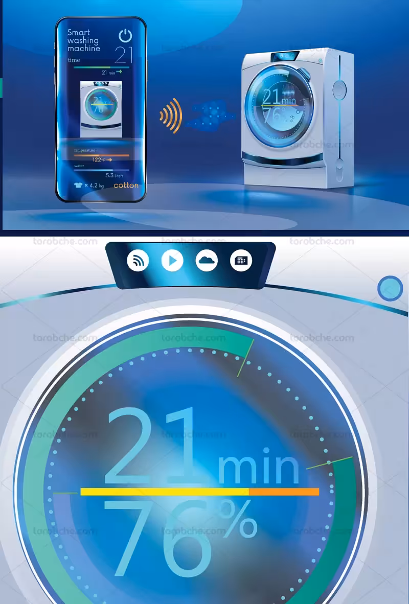 وکتور ماشین لباسشویی هوشمند | گرافیک با طعم تربچه