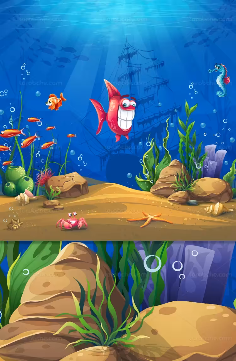 وکتور کف دریا و ماهی قرمز | گرافیک با طعم تربچه
