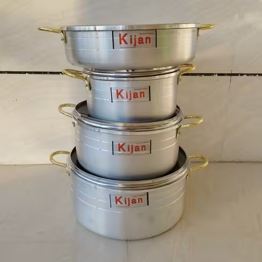 سرویس 7 پارچه ضخیم طرح چدن داخل زنبوری - قابلمه 2 دسته - کف زنبوری - دو دسته
