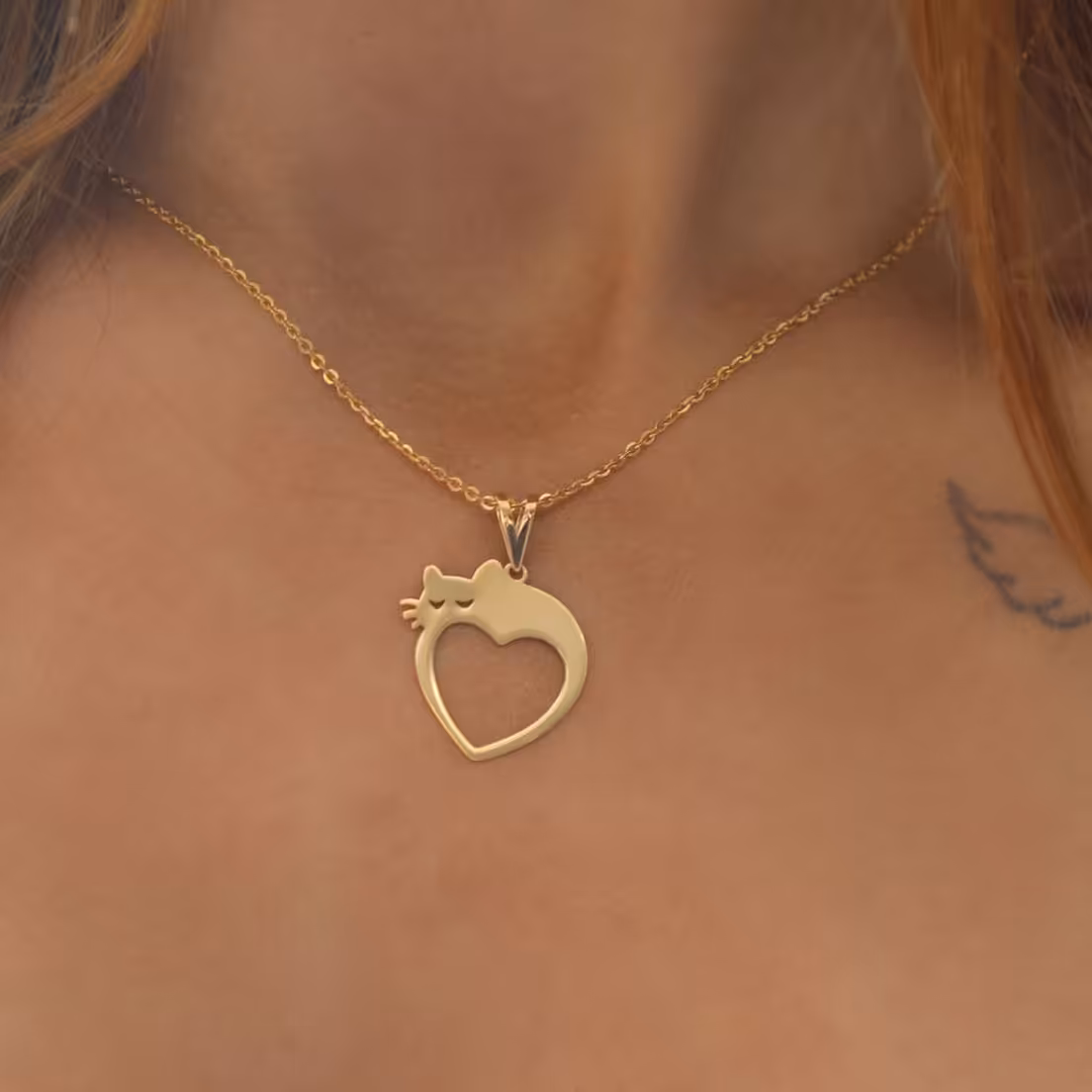 گردنبند زنانه گربه جنس نقره و نقره آبکاری طلا