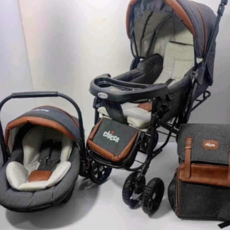 ست کالسکه چیکو با اسکلت ارابه.ساک لوازم و کریر سه کاره