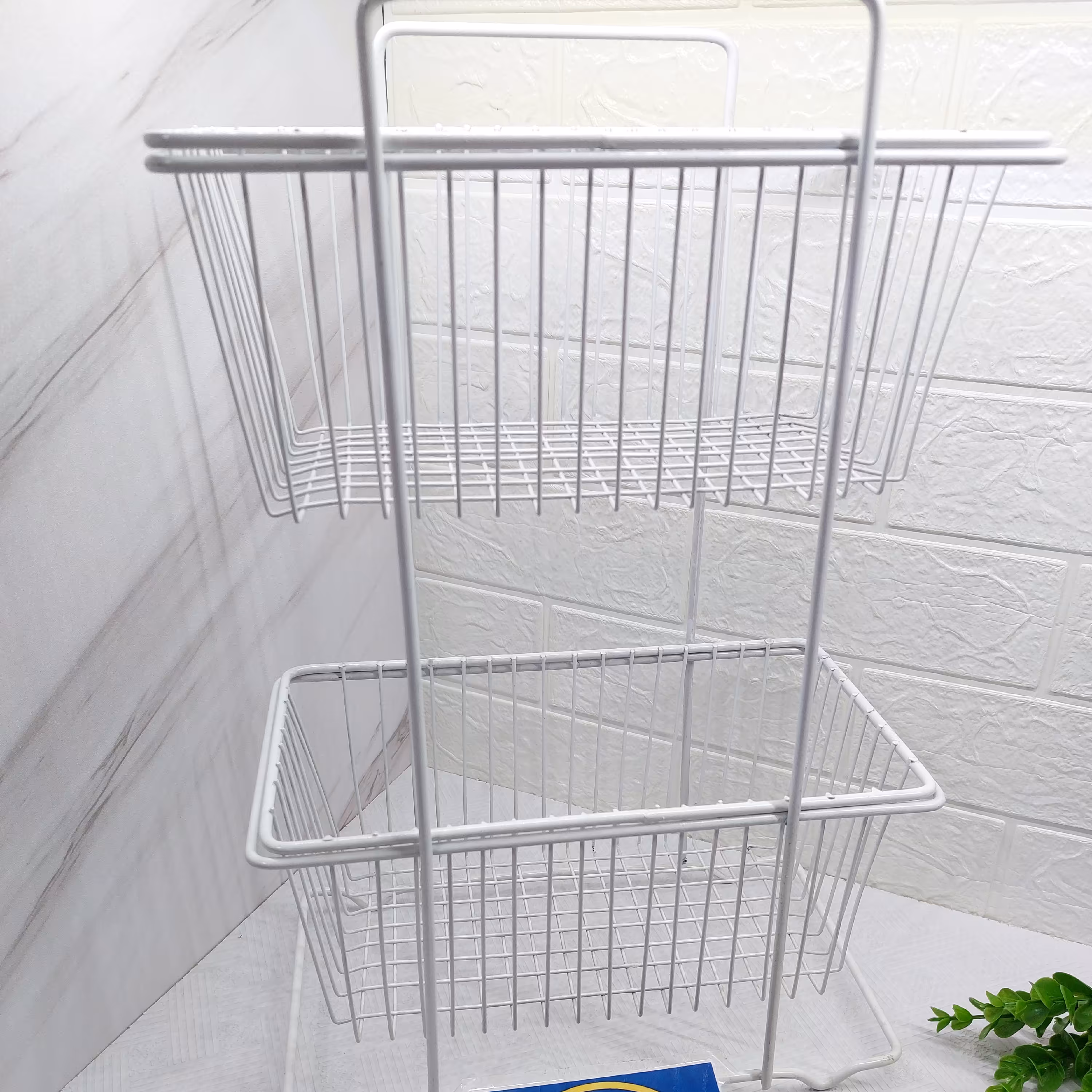 جا پیاز و سیب زمینی فلزی مستطیل سفید کندو دکور