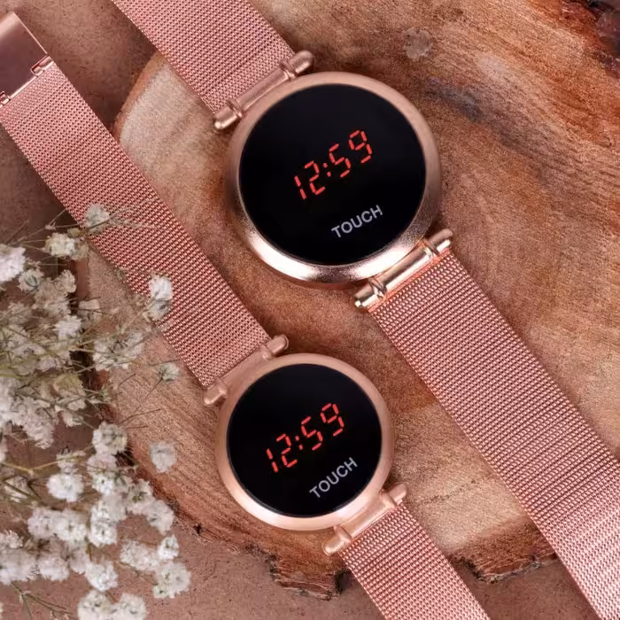 ساعت ست  led برند TOUCHرنگ طلایی و مسی قیمت بسیار استثنایی