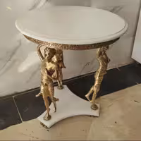 میز تلفن برنزی مدل ستون پسربچه پایه سنگی کد 7017