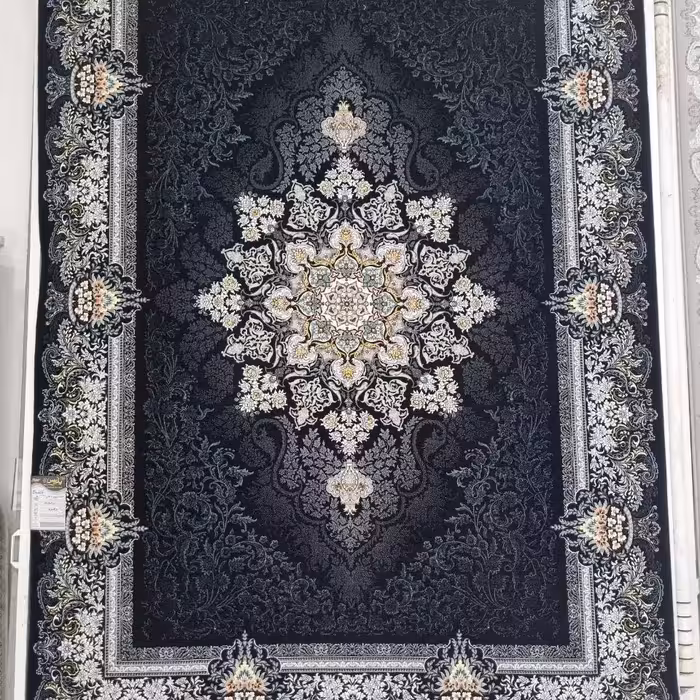 فرش پاتریس 700شانه تراکم 2550 طرح دریا سرمه ای 12متری