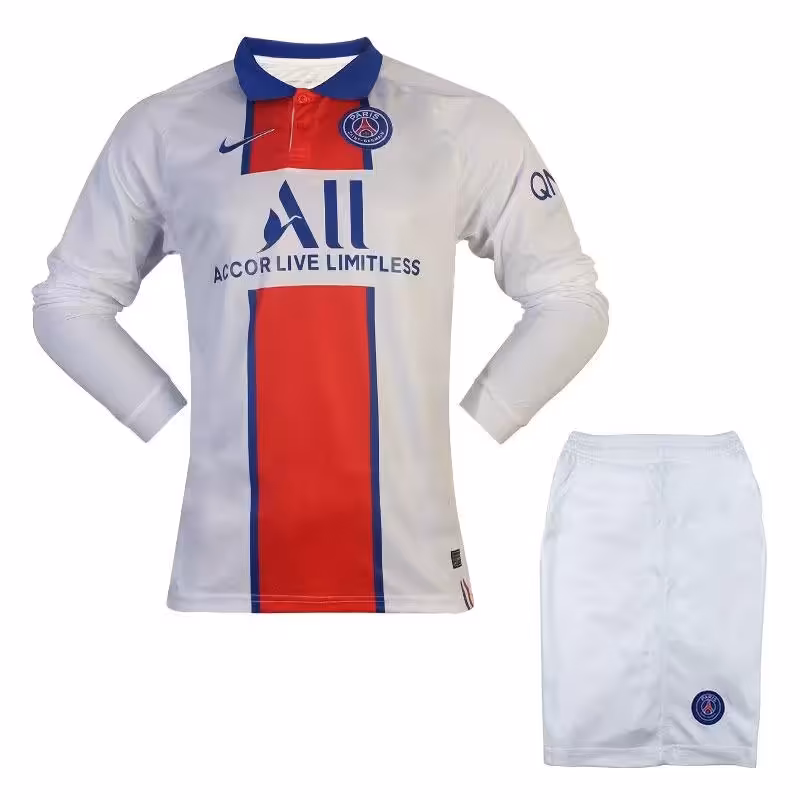 ست بلوز شورت فوتبال دوم پاری سن ژرمن نایک کیفیت A  AKS | سفید