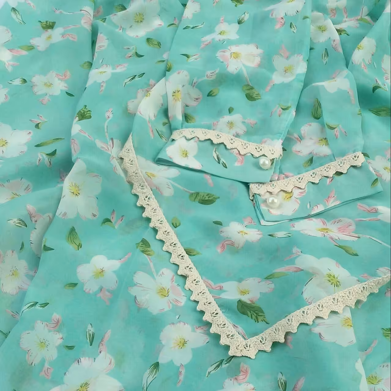 ست روسری و آستینک طرح نسترن