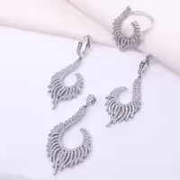 نیم ست نقره قالب طلا طرح جواهر نشان عیار 925 کد 16033