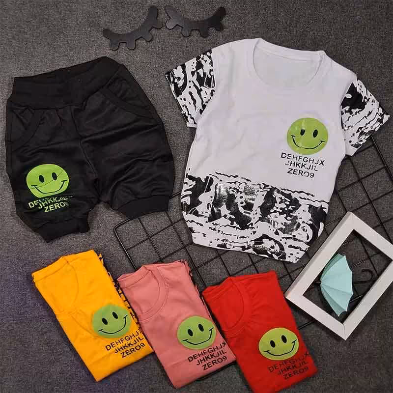 تیشرت شلوارک پسرانه ایموجی لبخند