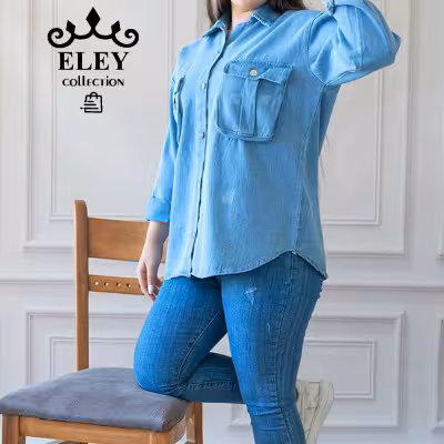 مانتو اسپرت زنانه جین مدل مانتو جین جیب پاکتی جلو دکمه