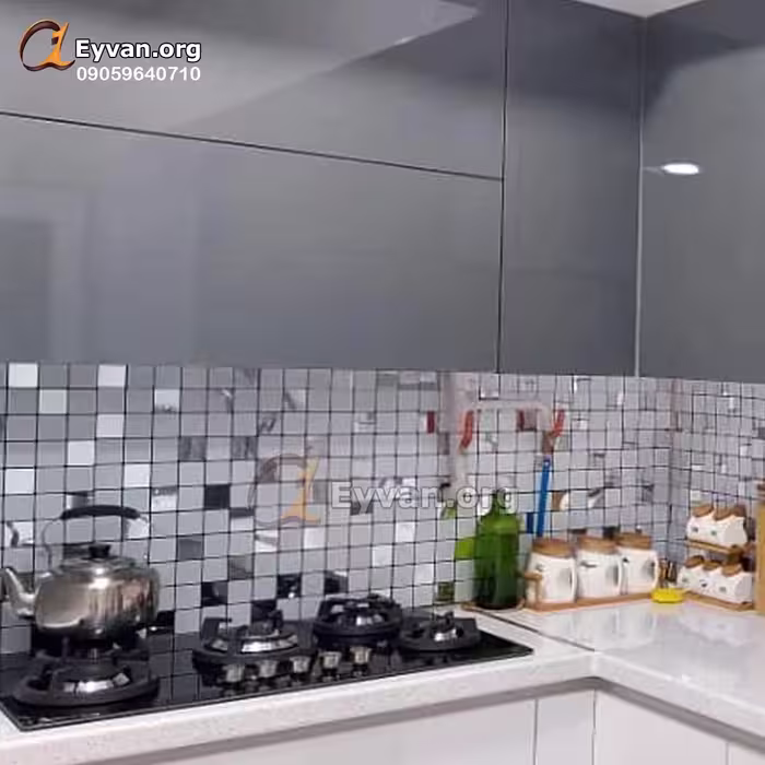 بین کابینتی نقره ای طوسی چسبدار کد 20447