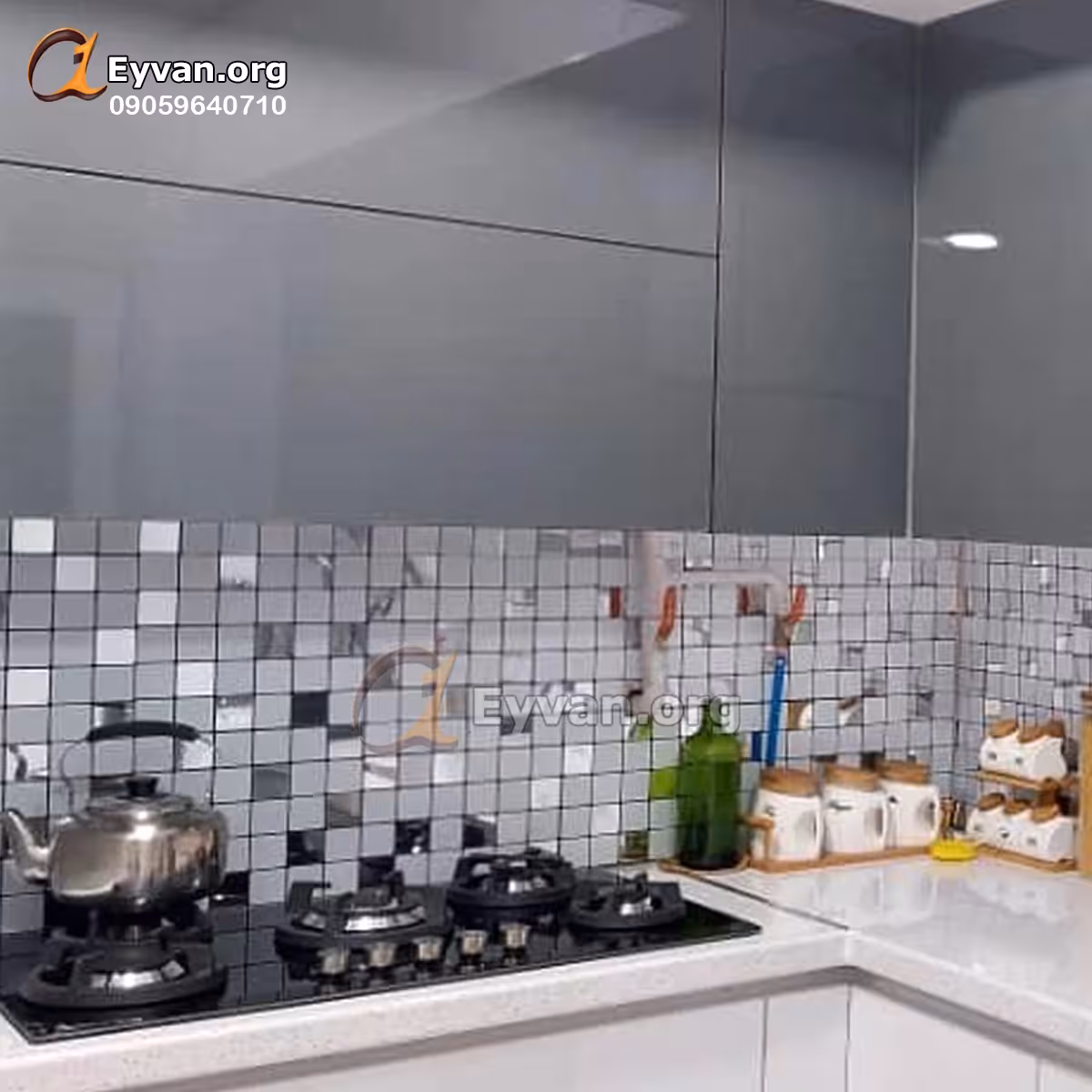 بین کابینتی نقره ای طوسی چسبدار کد 20447