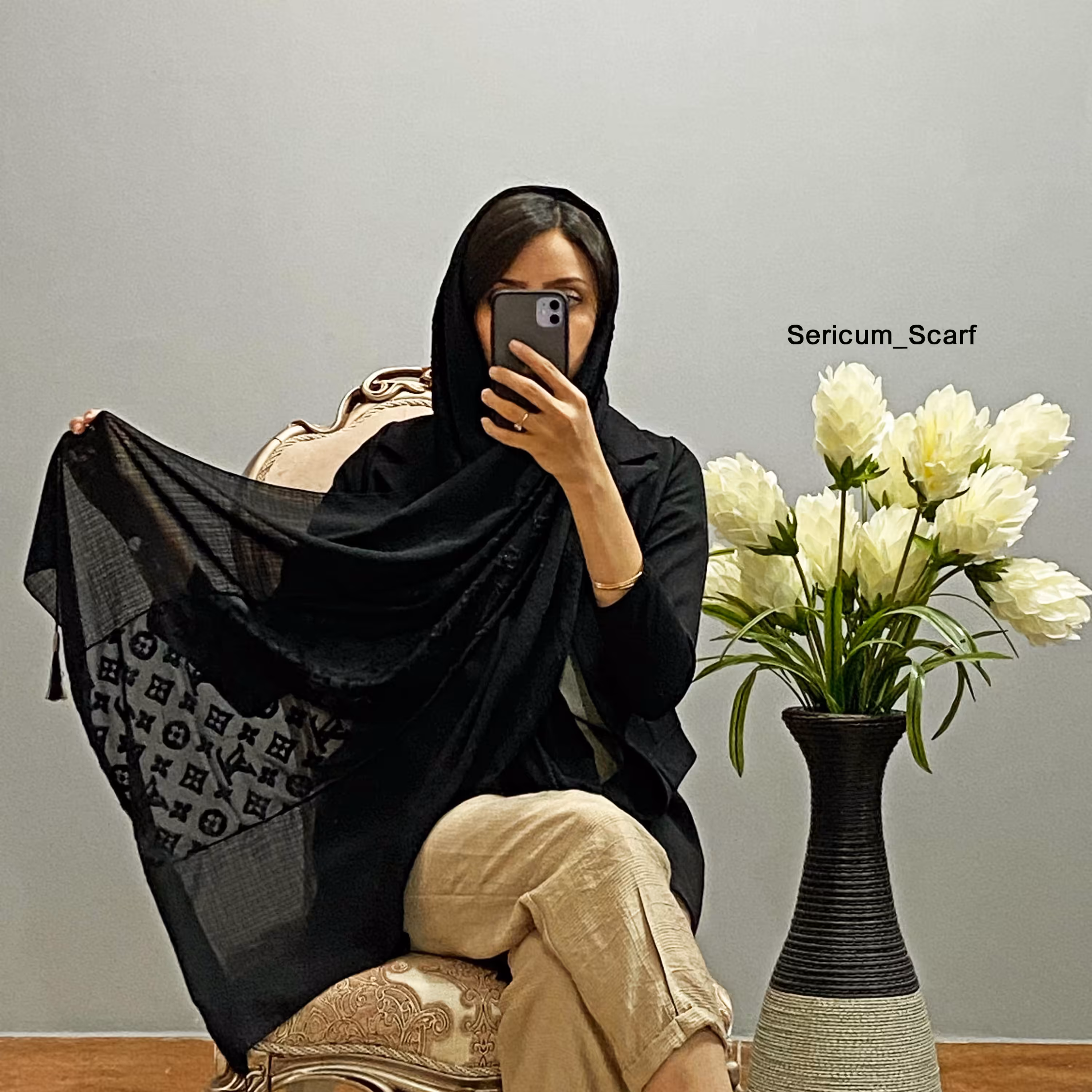 شال مشکی مجلسی مخمل پفکی