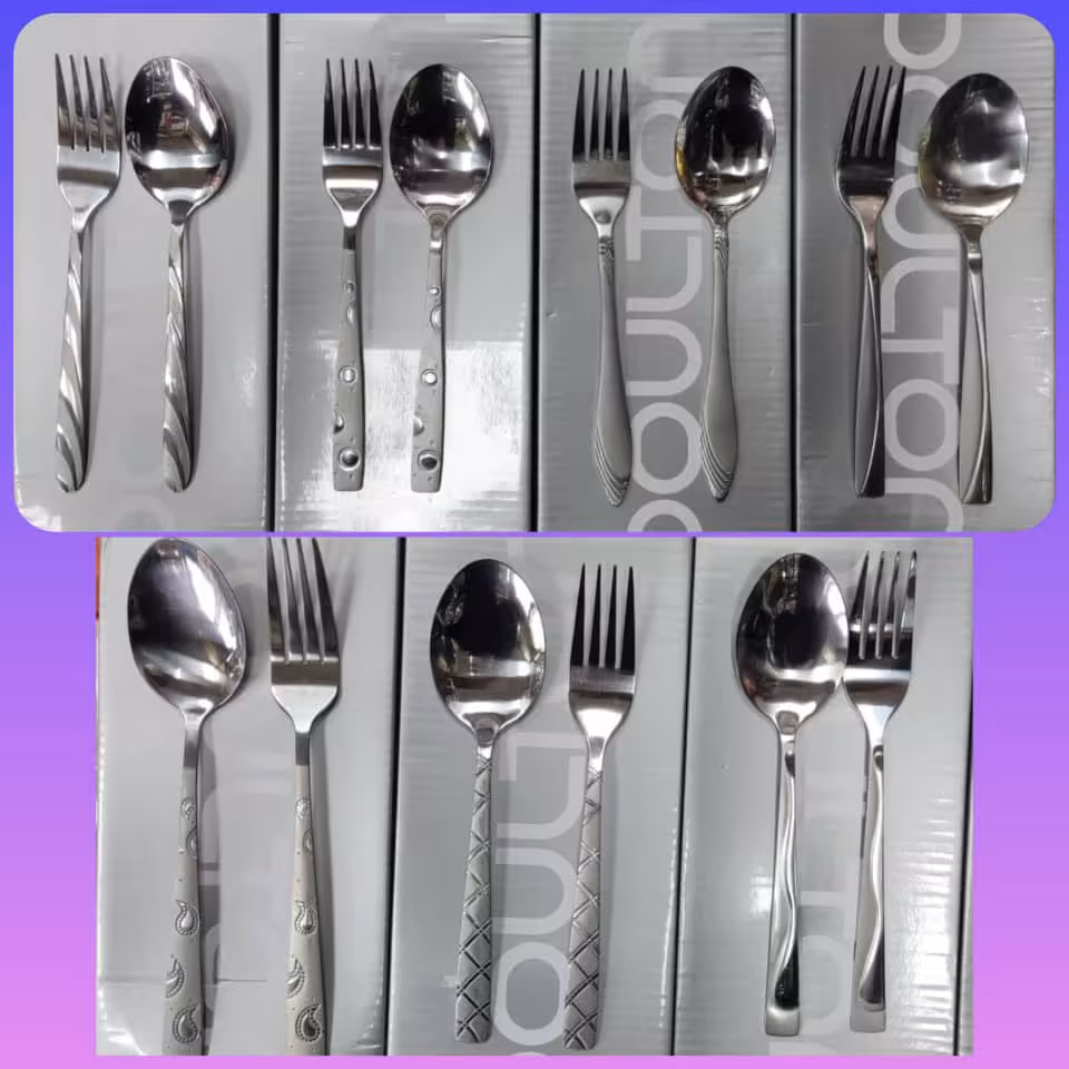 قاشق و چنگال سرویسی 152 پارچه  ضخامت دو میل 42 نفره در چند طرح زیبا  کاملا اقتصادی و به صرفه 