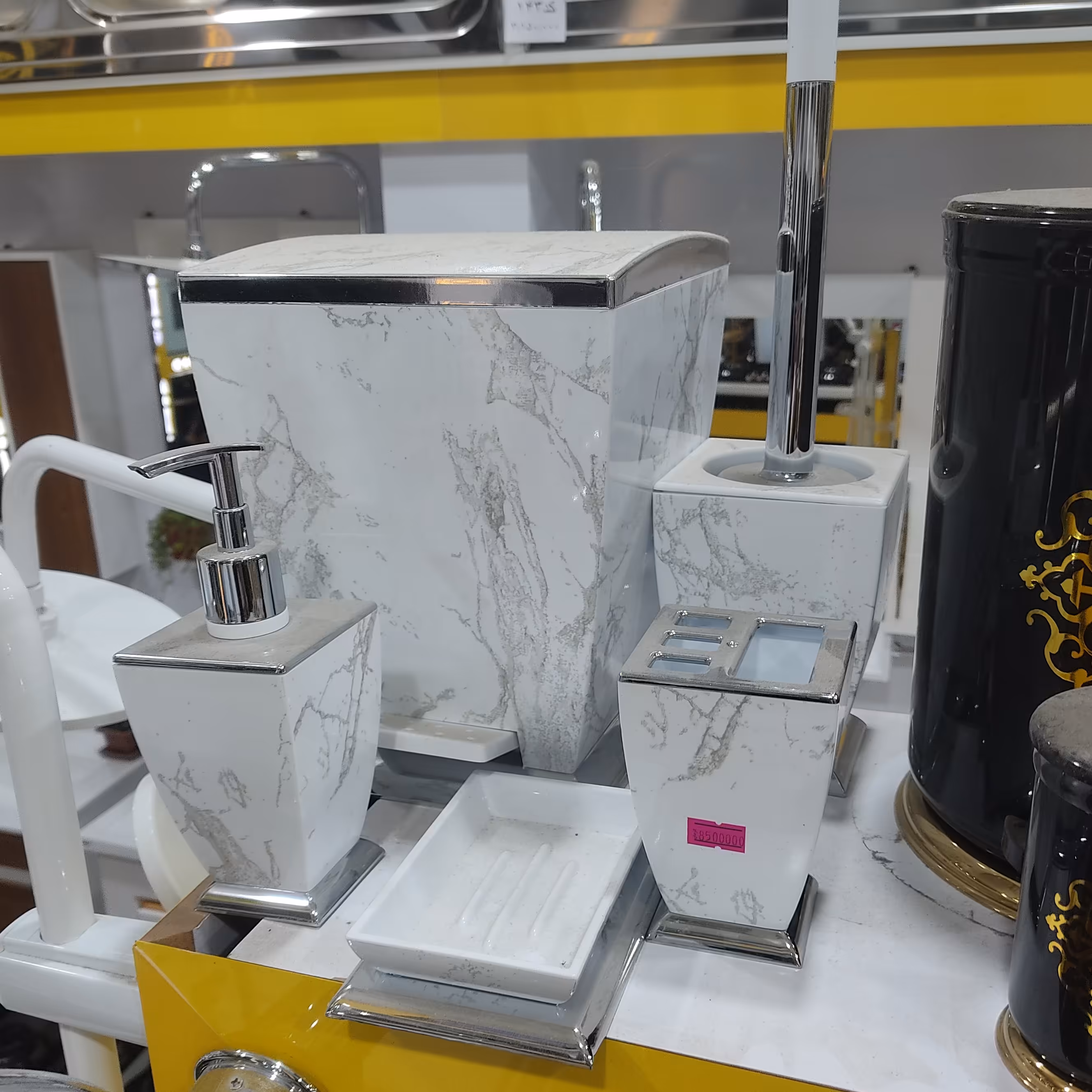 ست پنج پارچه سرویس بهداشتی سفید کروم هارمونی ارسال پس کرایه