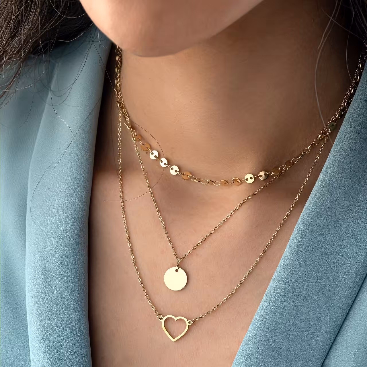 گردنبندظریف سه لاین ژوپینگ