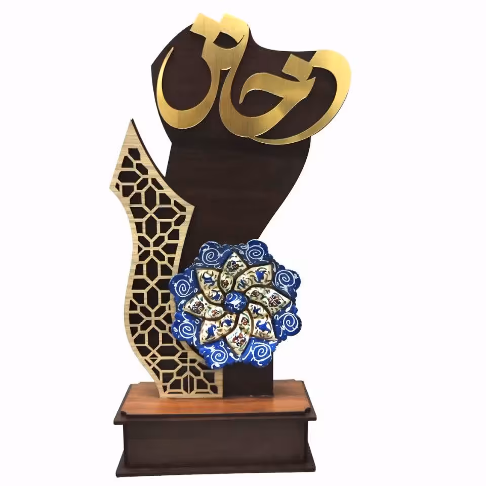 تندیس روز دختر  با بشقاب میناکاری 10 سانتی