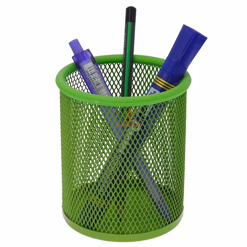 جا قلمی رومیزی توری فلزی سبز وافر vz-27