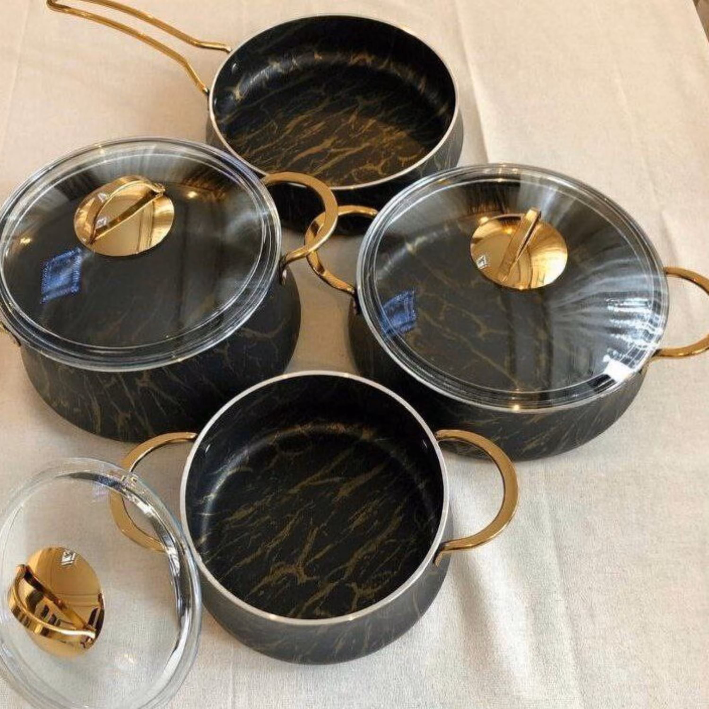 سرویس قابلمه گرانیتی ماربل ترک 7پارچه ضدخش 