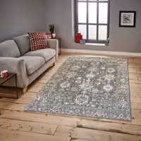 گلیم فرش ساوین طرح 4061 رنگ طوسی روشن سایز 1.5 در 2.25