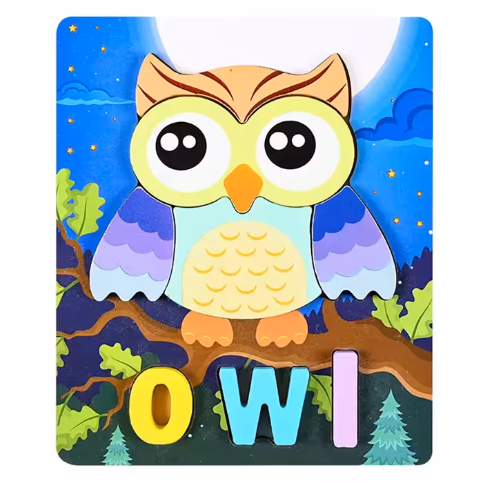 پازل چوبی جاگذاری آموزشی طرح جغد کد P/4098/OW