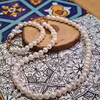 گردنبند و دستبند مروارید پرورشی(اصل) 