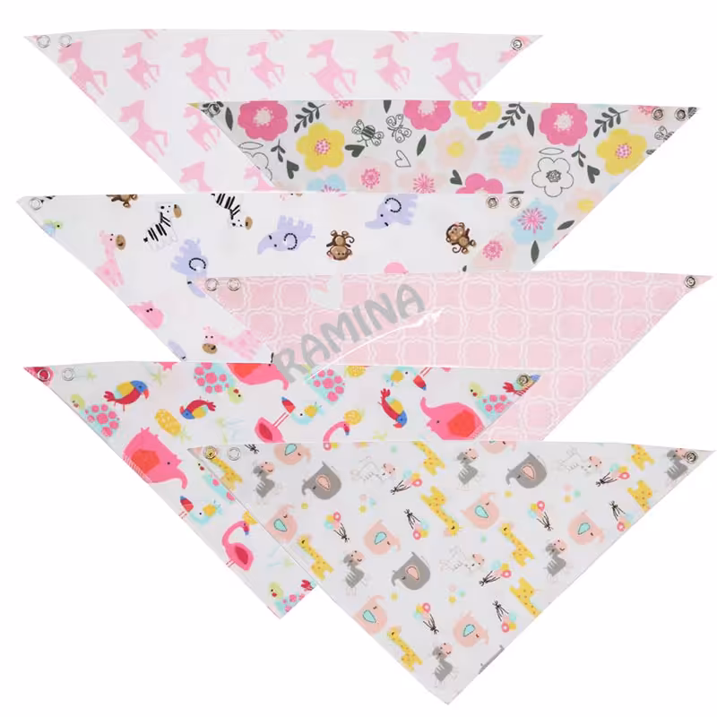 پیشبند سه گوش طرح دار نوزادی دخترانه