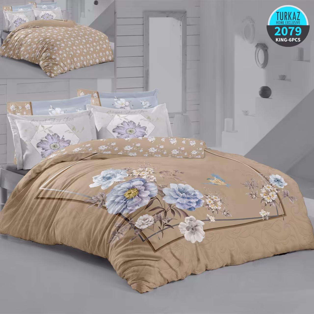 ست روتختی ترک آز کد 2079 دونفره 6 تکه