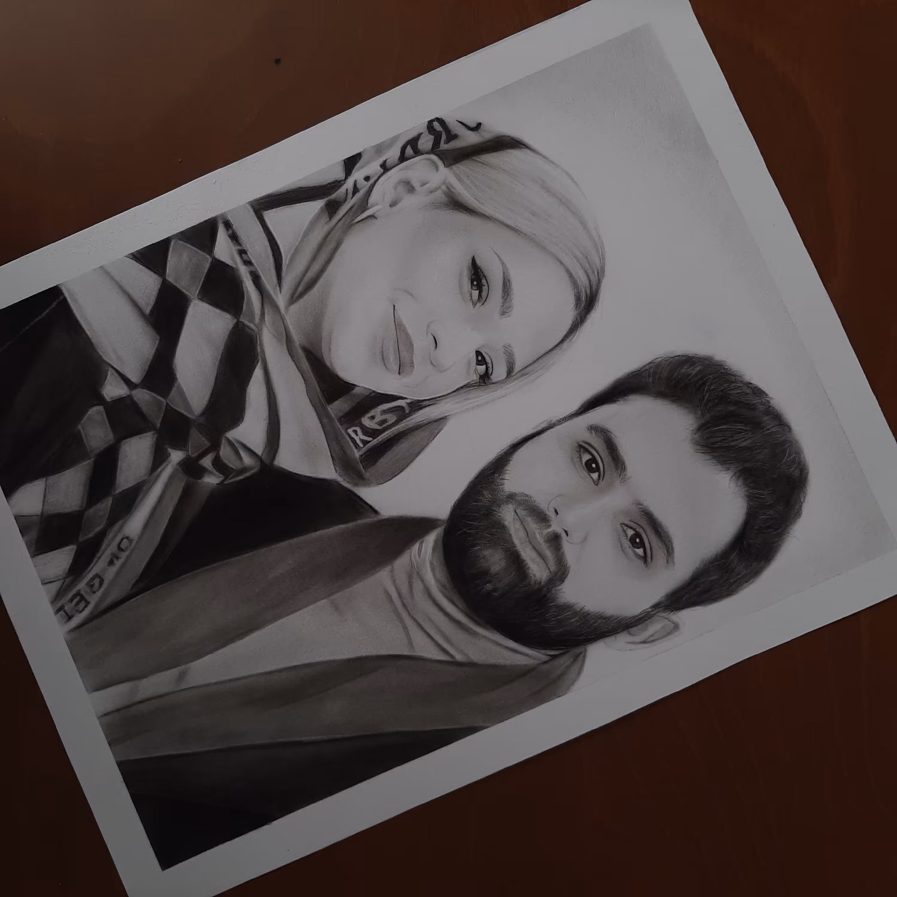 طراحی چهره سیاه قلم (سایز آ3)دوچهره  با شاسی و لمینت هدیه روز مرد روز پدر سالگرد ازدواج تولدولنتاین سورپراز خاص هدیه