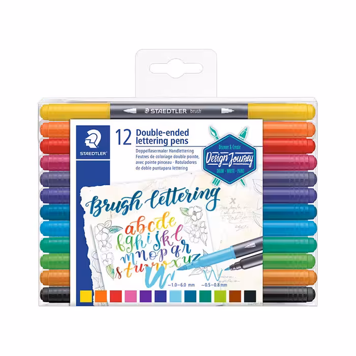ماژیک رنگ آمیزی 12 رنگ استدلر مدل Lettering Pen