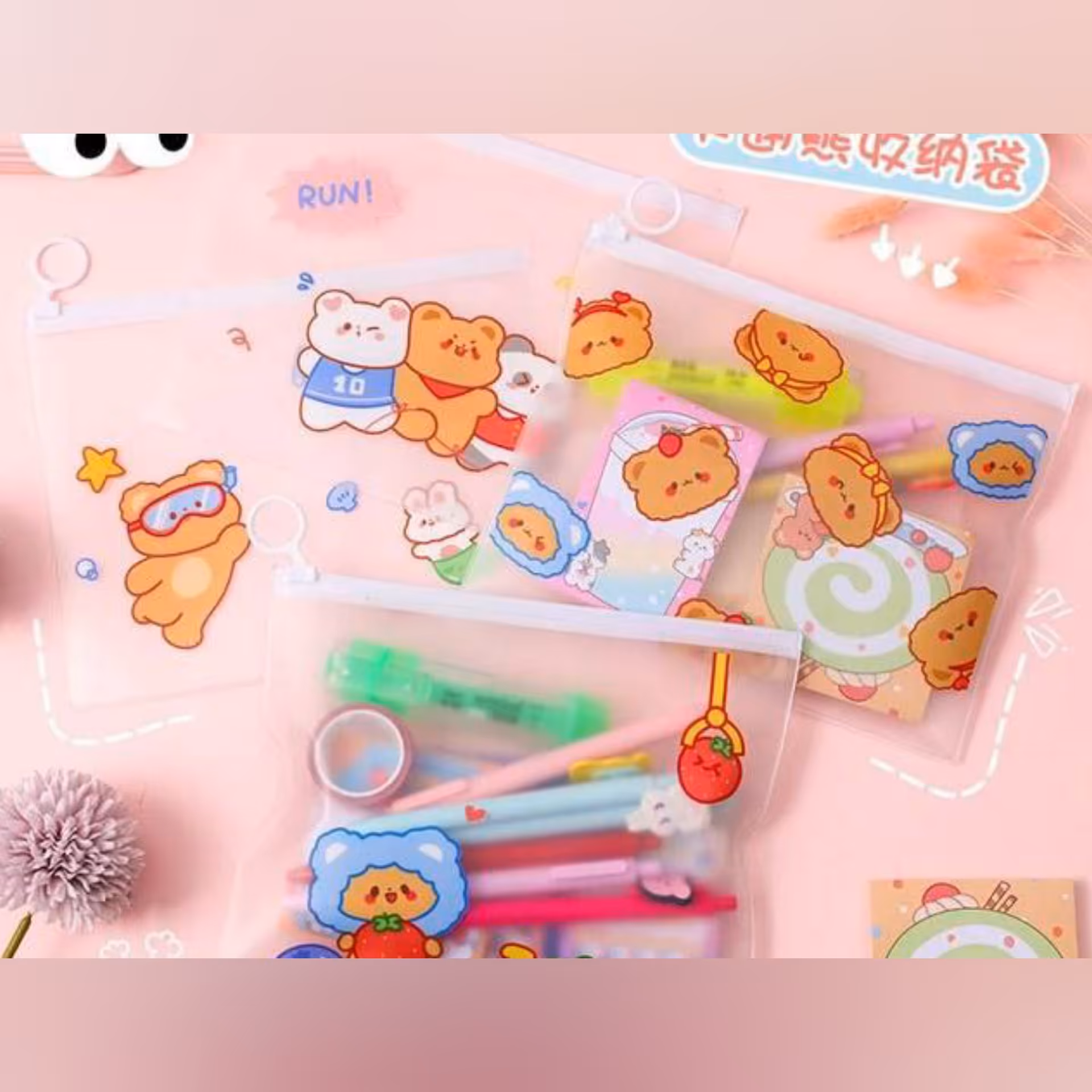 جامدادی شفاف زیپ کیپ دار ،کاور شفاف 