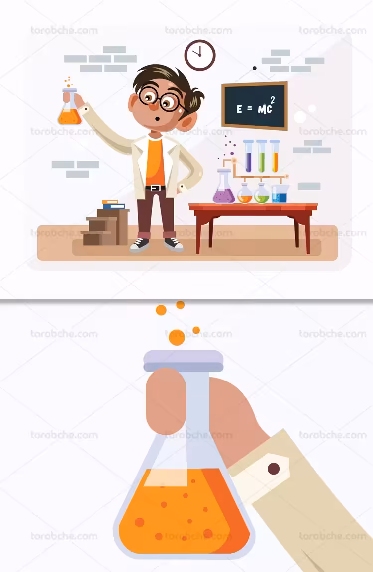 وکتور آزمایشگاه و دانش آموز | گرافیک با طعم تربچه