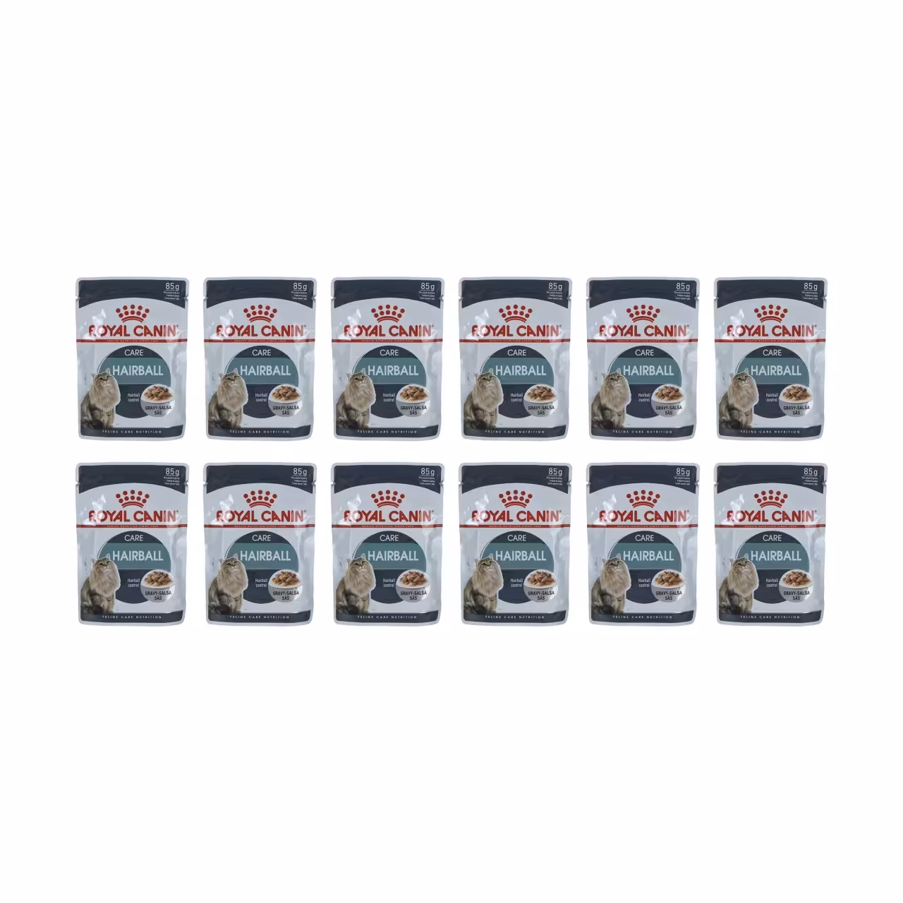 پوچ گربه رویال کنین مدل Hairball بسته 12 عددی وزن 85 گرم