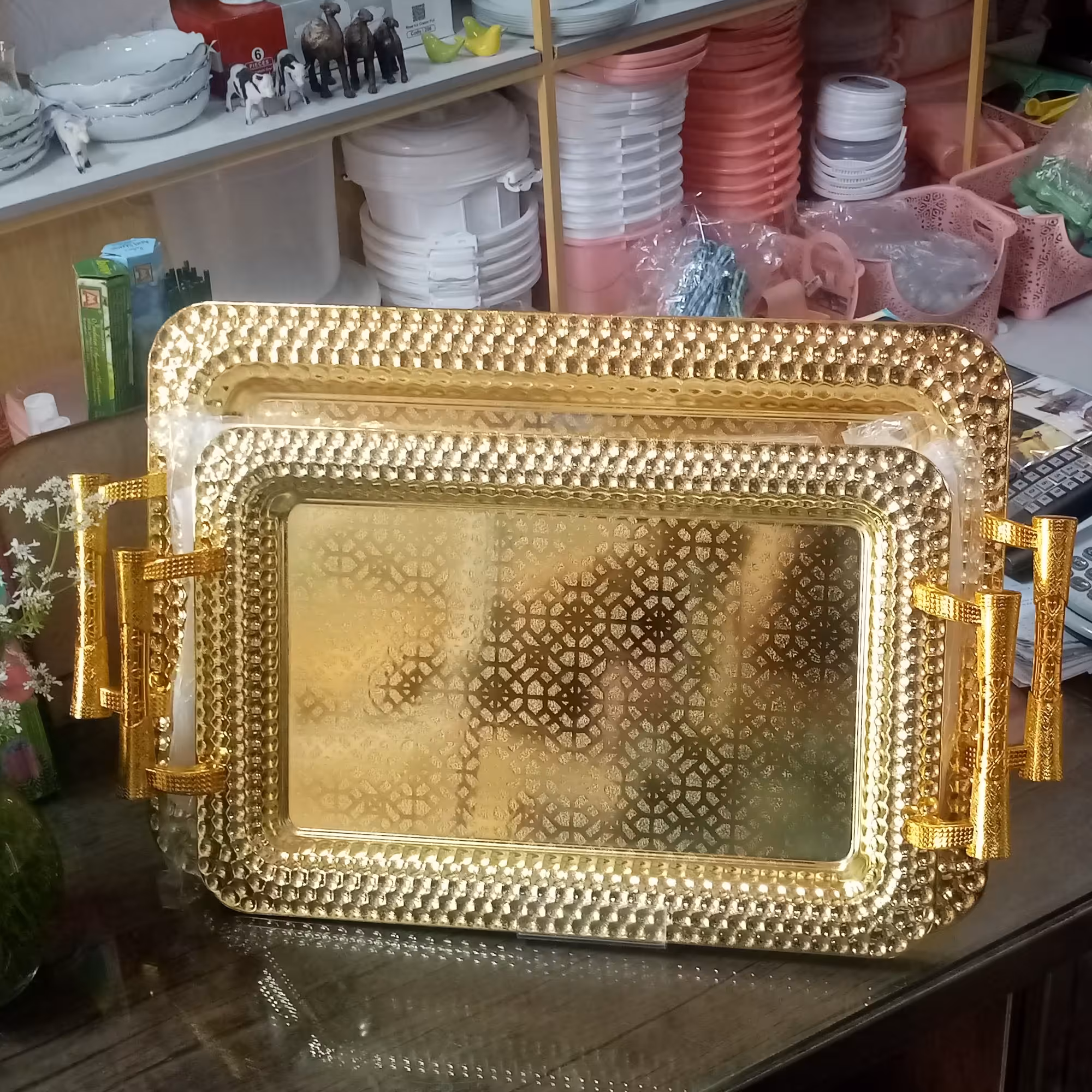 سینی استیل طلایی تضمینی