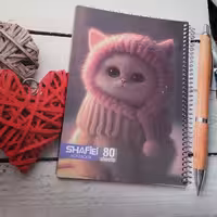 دفتر مشق 80 برگ سیمی شفیعی طرح گربه جلد طلقی 