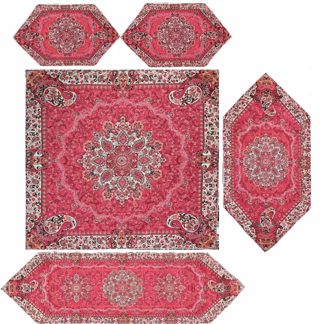 سرویس 5 تیکه طرح اطلس قرمز