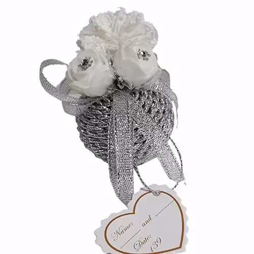 گیفت عقد نگین مدل توپی نقره ای مجموعه 12عددی