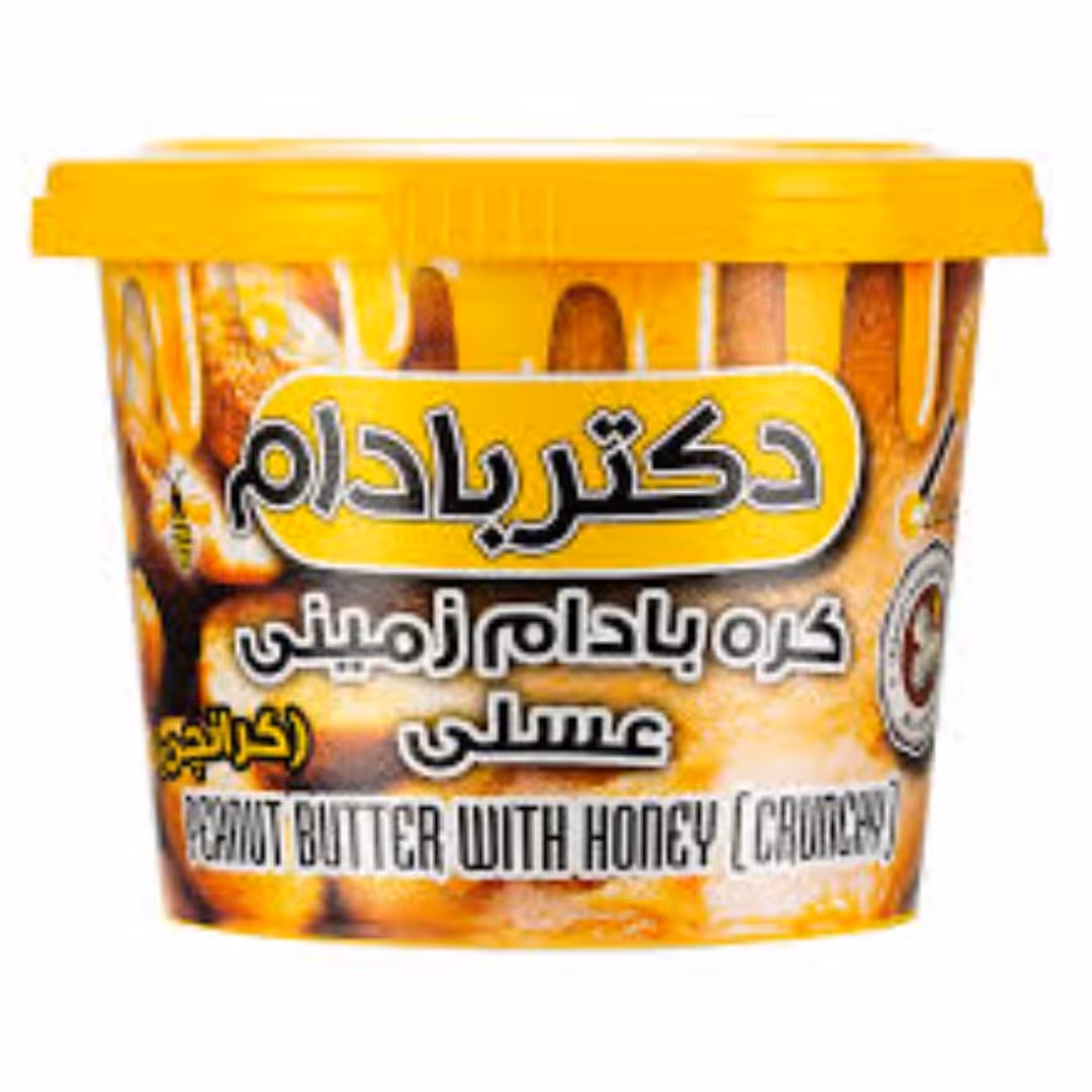 کره بادام زمینی عسلی (کرانچی) دکتر بادام 230 گرمی